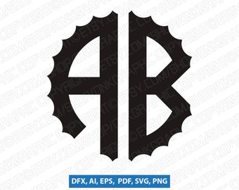 Scalloped Gear Cogs Steampunk Monogram Letter Font Alphabet Lettering Party SVG Vector Silhouette Cameo Cricut CutFile Clipart Png Dxf Eps