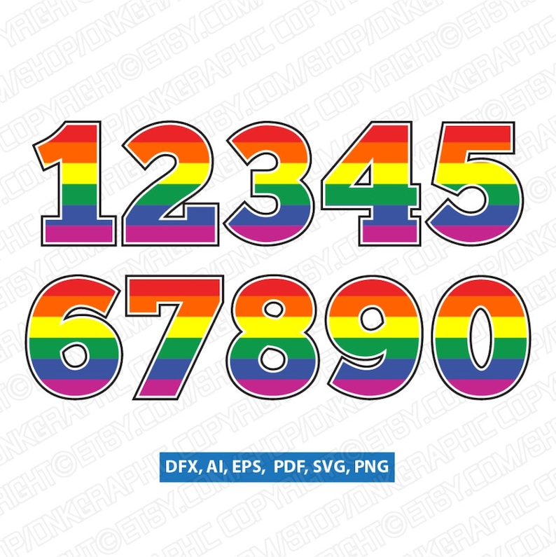 Download Rainbow Numbers 0-9 Birthday Party SVG Vector Cricut Cut | Etsy