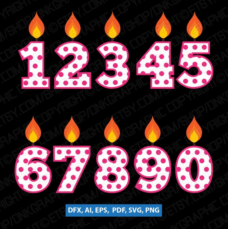 Download Birthday Numbers Candle 0-9 Birthday Party SVG Vector Cricut | Etsy