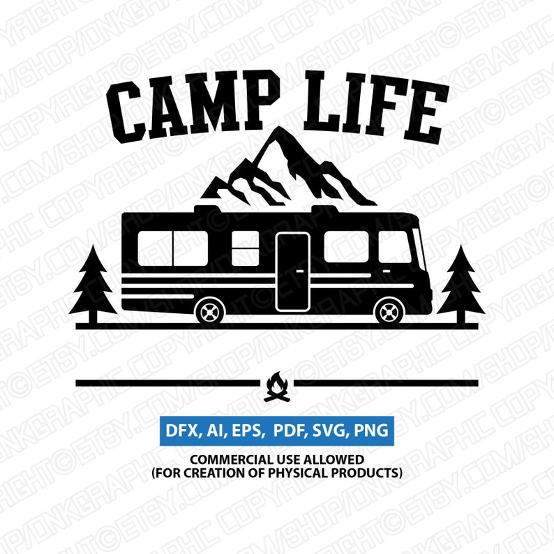 Download Class A Motorhome RV CampLife Campsite SVG Silhouette ...