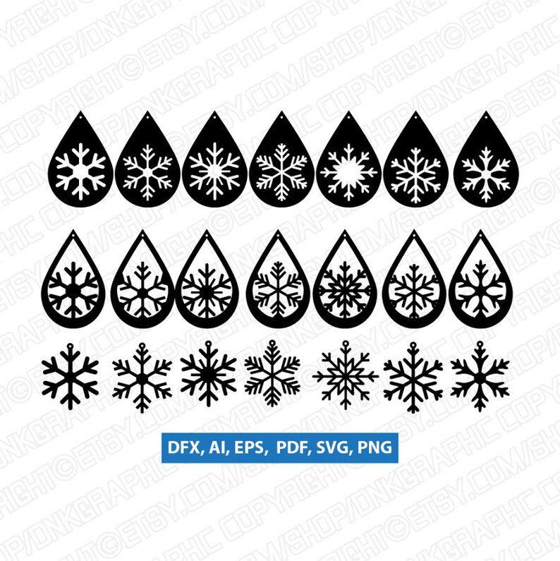 Boucle doreille flocon de neige svg Pendentif de Noël svg | Etsy