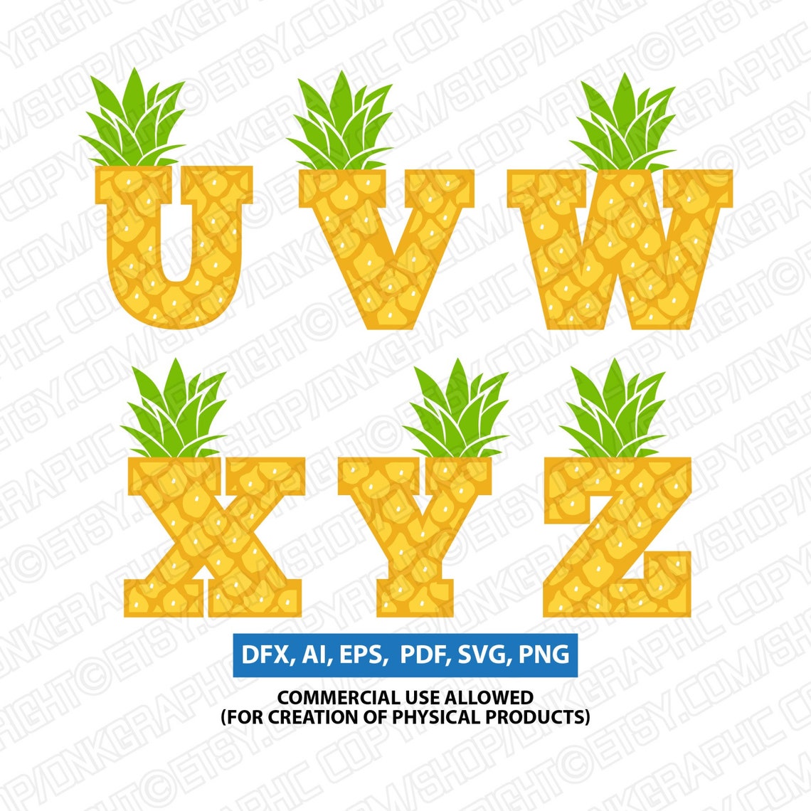 Pineapple Pattern Letter Font Alphabet Lettering Party SVG Etsy