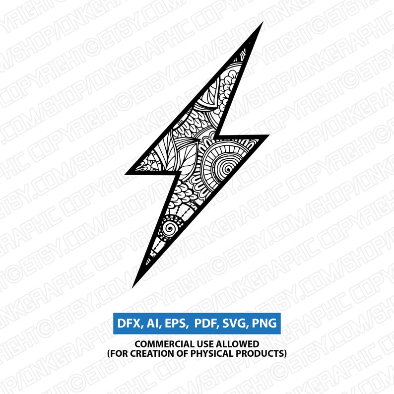 Lightning Bolt Thunder Mandala Zentangle SVG Laser Cut File Etsy
