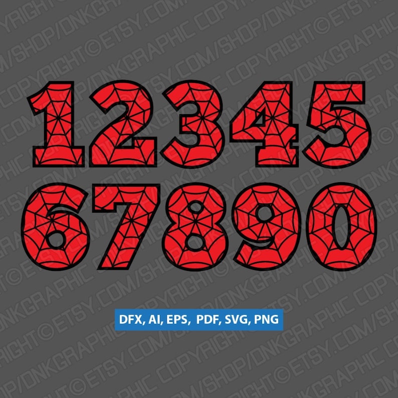 Download SpiderWeb Spiderman Numbers 0-9 Birthday Party SVG Vector ...