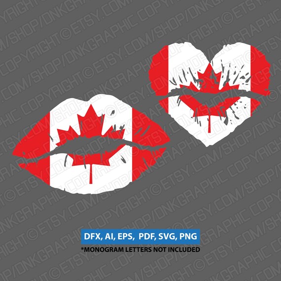 canada canadian flag lips in shape of heart svg vector etsy etsy