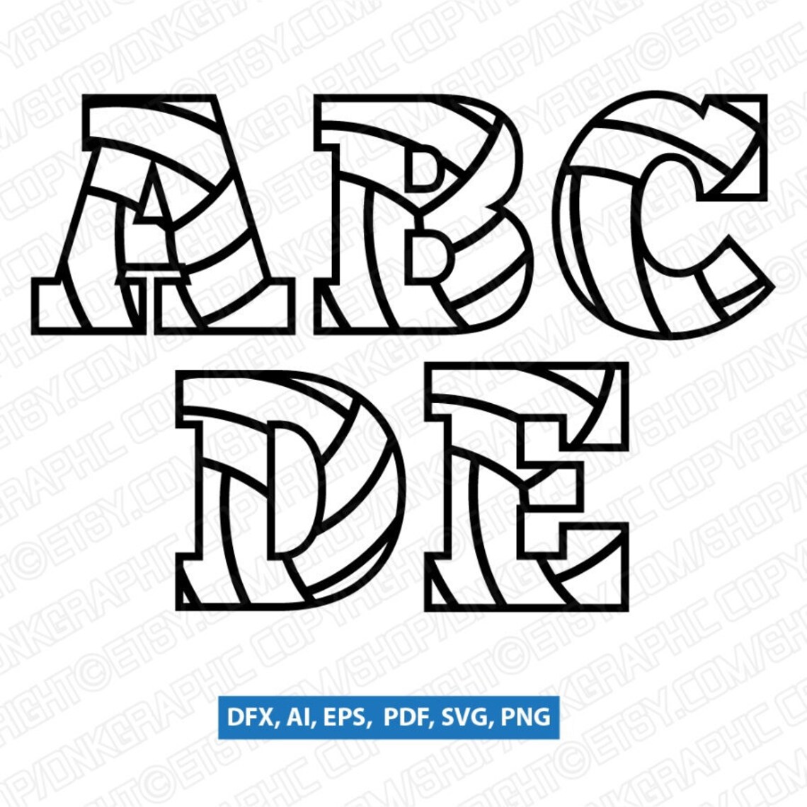 Volleyball Volley Team Letters Fonts Alphabet Lettering Etsy