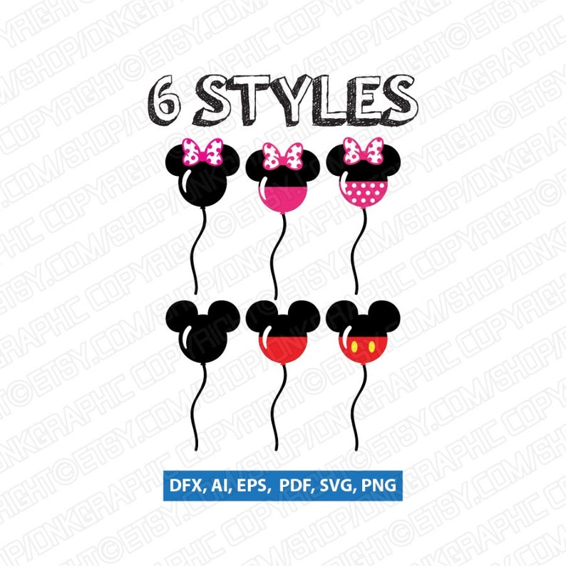 Download Disney Balloon Mickey Balloon Minnie Balloon SVG Vector | Etsy
