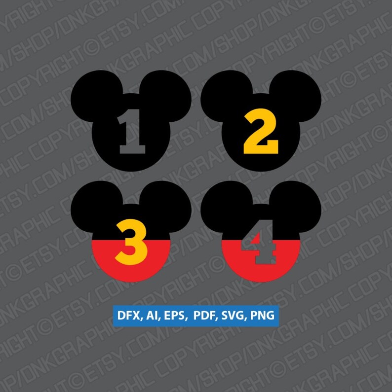 4 styles mickey mouse 0 9 birthday party numbers printable svg etsy