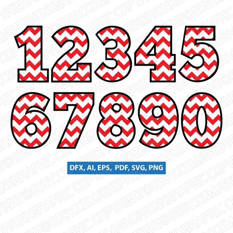 Download Chevron Pattern Numbers 0-9 Birthday Party SVG Vector ...