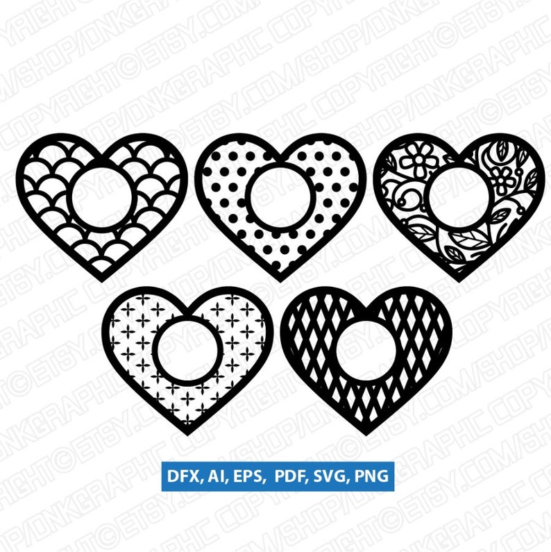 20 Love Heart Valentine Monogram Frame SVG Vector ...