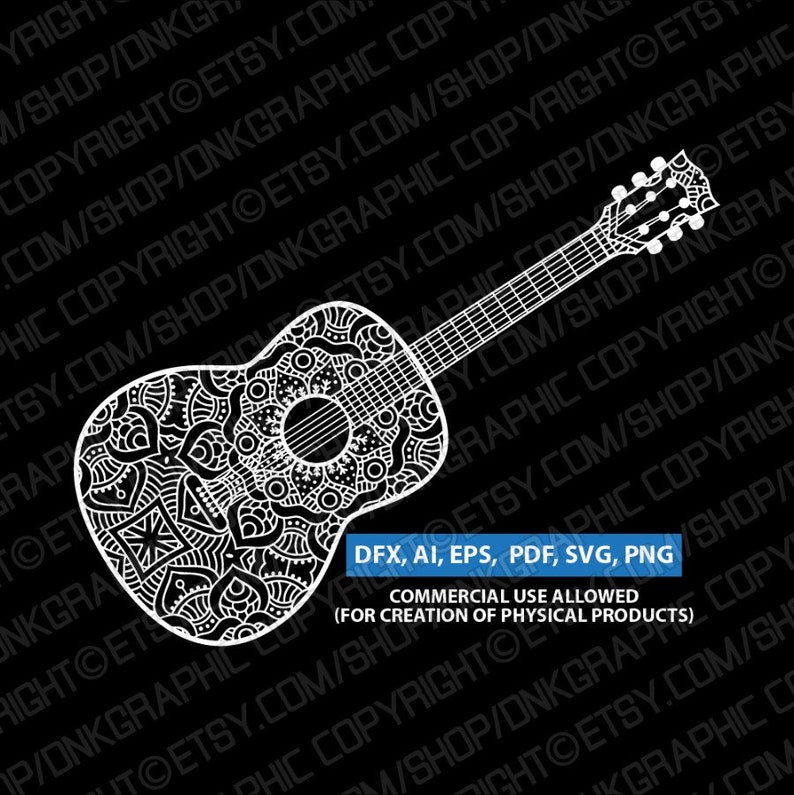 Download 3 Ornament Intricate Mandala Zentangle Guitar SVG ...