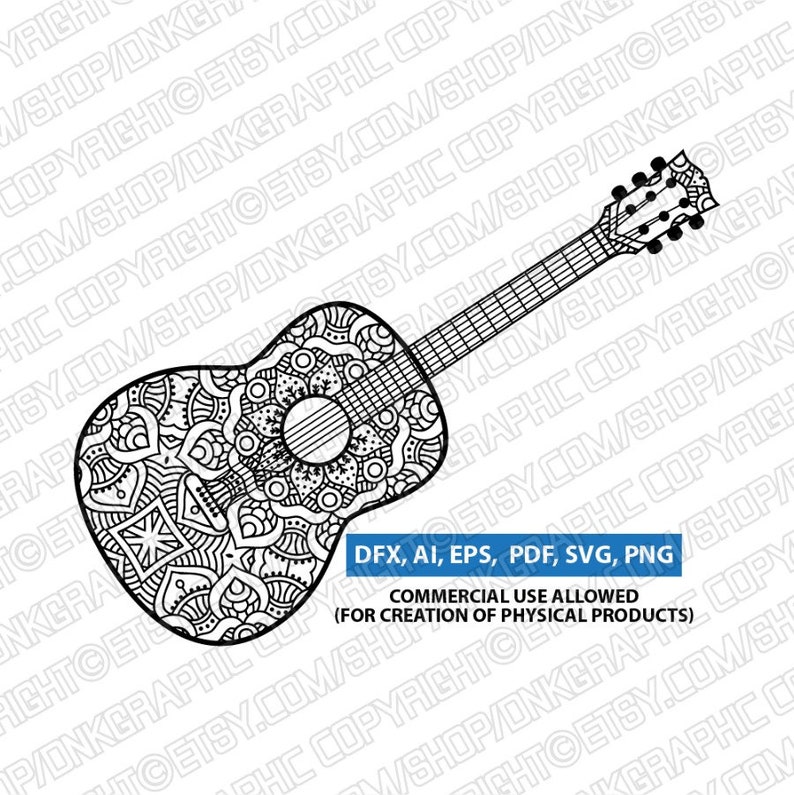 Download 3 Ornament Intricate Mandala Zentangle Guitar SVG ...