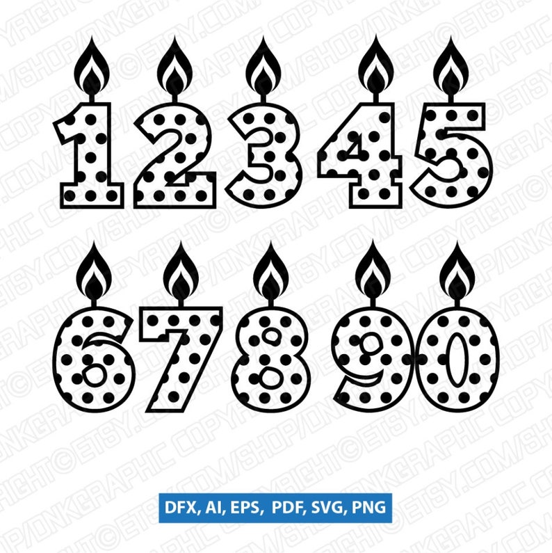 Birthday Numbers Candle 0-9 Birthday Party SVG Vector ...