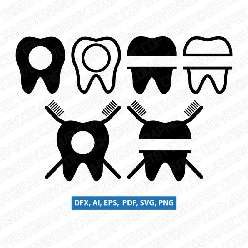 Download Dentist Dental Tooth Chevron Monogram Frame SVG Vector | Etsy