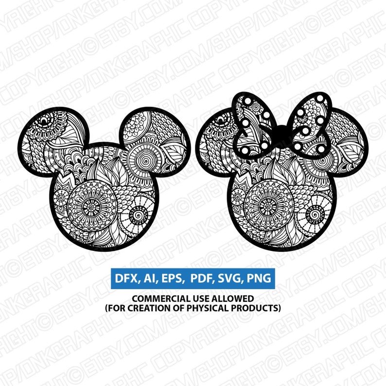 Download Mickey Minnie Mouse Mandala Zentangle SVG Laser Cut CNC | Etsy