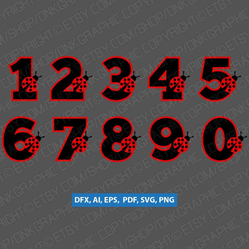 Download Ladybug Numbers 0-9 Birthday Party SVG Vector Silhouette ...