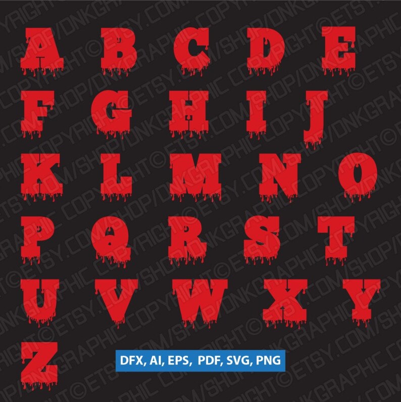 Download Bloody Blood Dripping Halloween Letters Lettering Alphabet ...