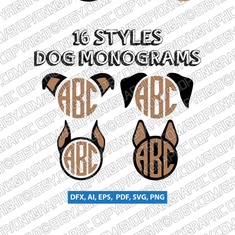 Download 16 Styles Dog Monogram SVG Bundle Frame for Monogram Dxf ...