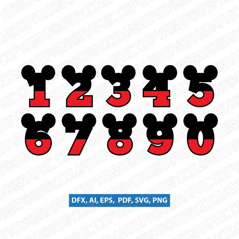 Download Mickey Mouse Numbers 0-9 birthday party SVG Vector Cricut | Etsy
