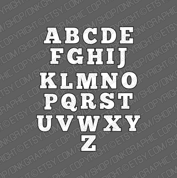 Filled Outline Letters Fonts Alphabet Lettering Birthday Party Etsy