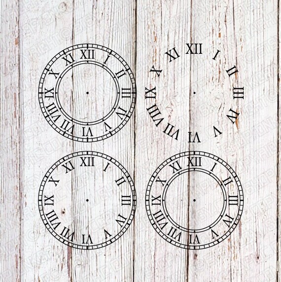 4 Styles Roman Numeral Vintage Clock Face Template Cricut Etsy