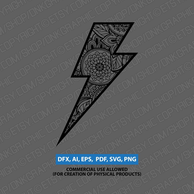 Lightning Bolt Thunder Mandala Zentangle SVG Laser Cut File Etsy