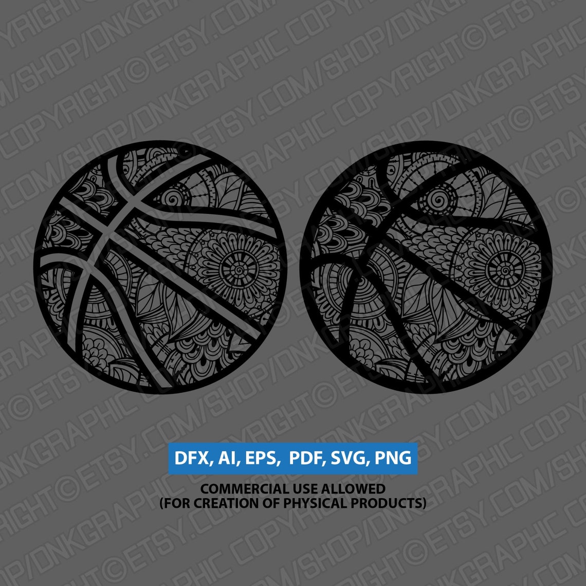 Basketball Mandala Zentangle SVG Laser Cut CNC Plasma Etsy