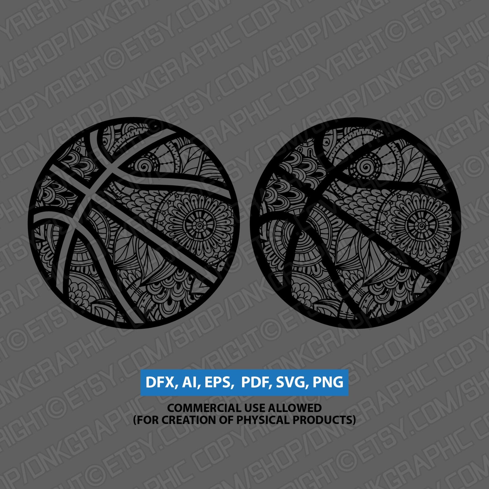 Basketball Mandala Zentangle SVG Laser Cut CNC Plasma Etsy
