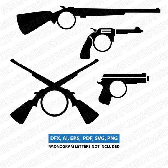 Gun Glock Shooting Hunting Monogram Frame Svg Vector Cricut Etsy