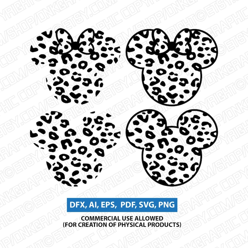 16 Disney Mickey Minnie Mouse Animal Pattern Cheetah Leopard | Etsy