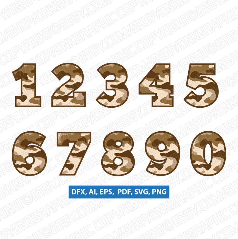 Military Army Hunting Camo Camouflage Numbers 0-9 SVG Vector | Etsy