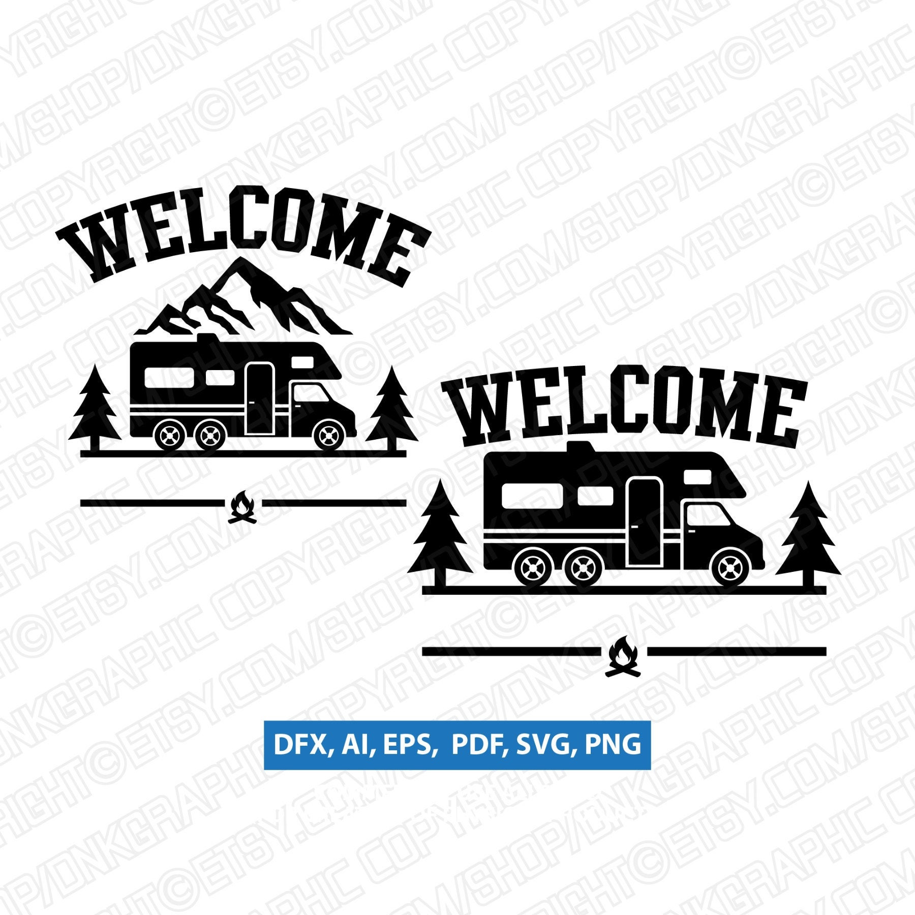 Download 2 Styles Class C Motorhome RV Welcome Campsite Sign SVG | Etsy