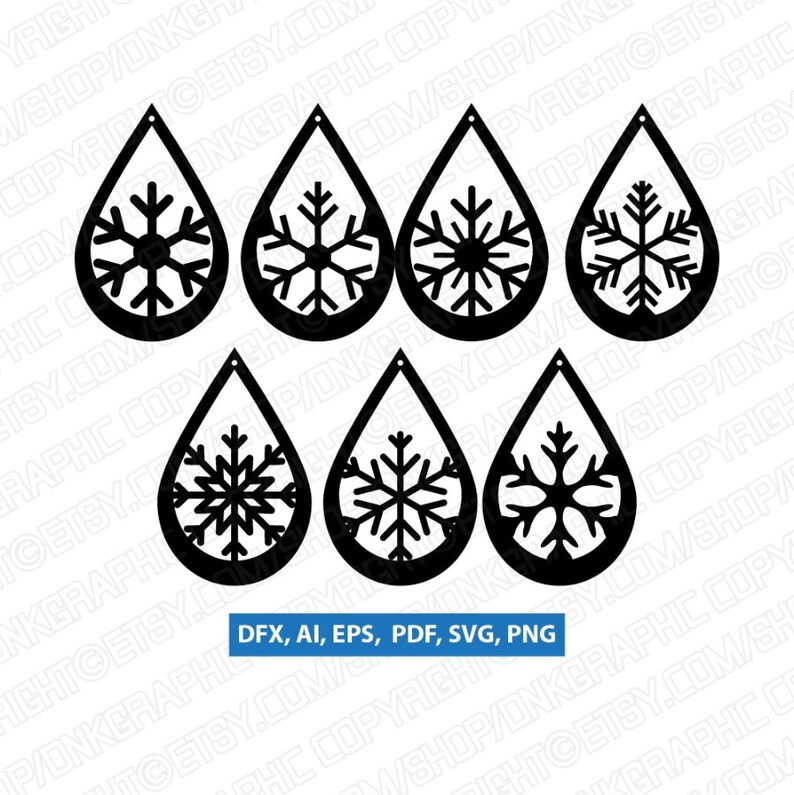 Boucle doreille flocon de neige svg Pendentif de Noël svg | Etsy