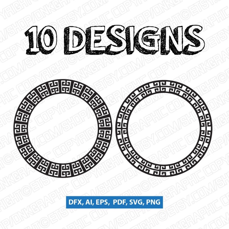 Download 10 Styles Versace Style Greek Border Round Circle Monogram ...