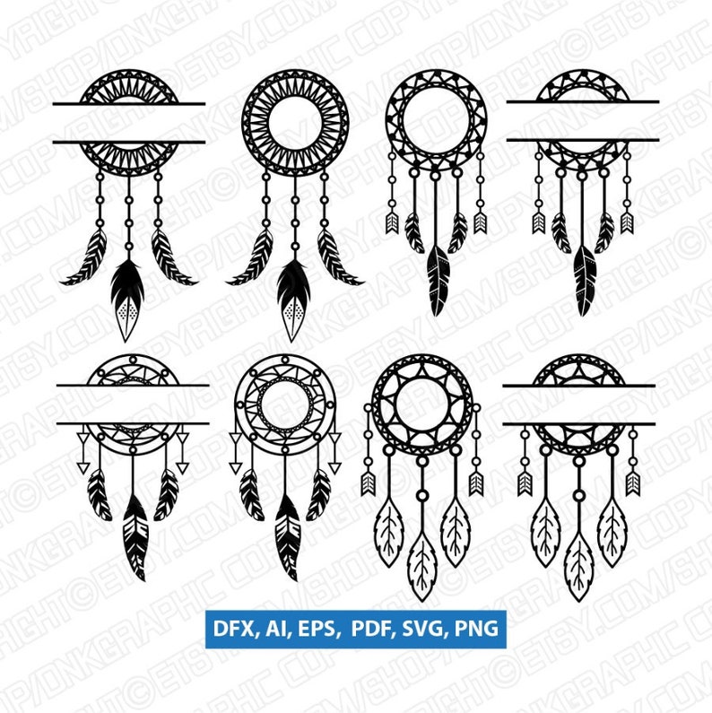 Download 8 Styles Dream Catcher Monogram Feather Indian Circle ...