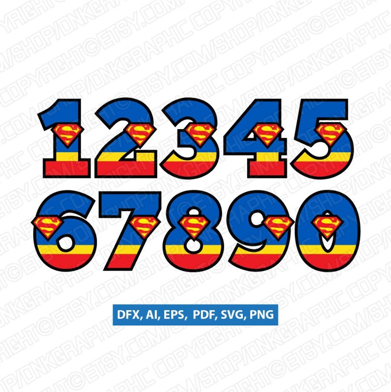 superman superhero cartoon numbers 1st 2nd 3rd 4th 5th etsy