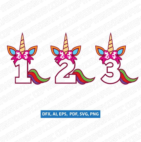 Download Unicorn Birthday Party Girl Numbers First Second Third 1st ...