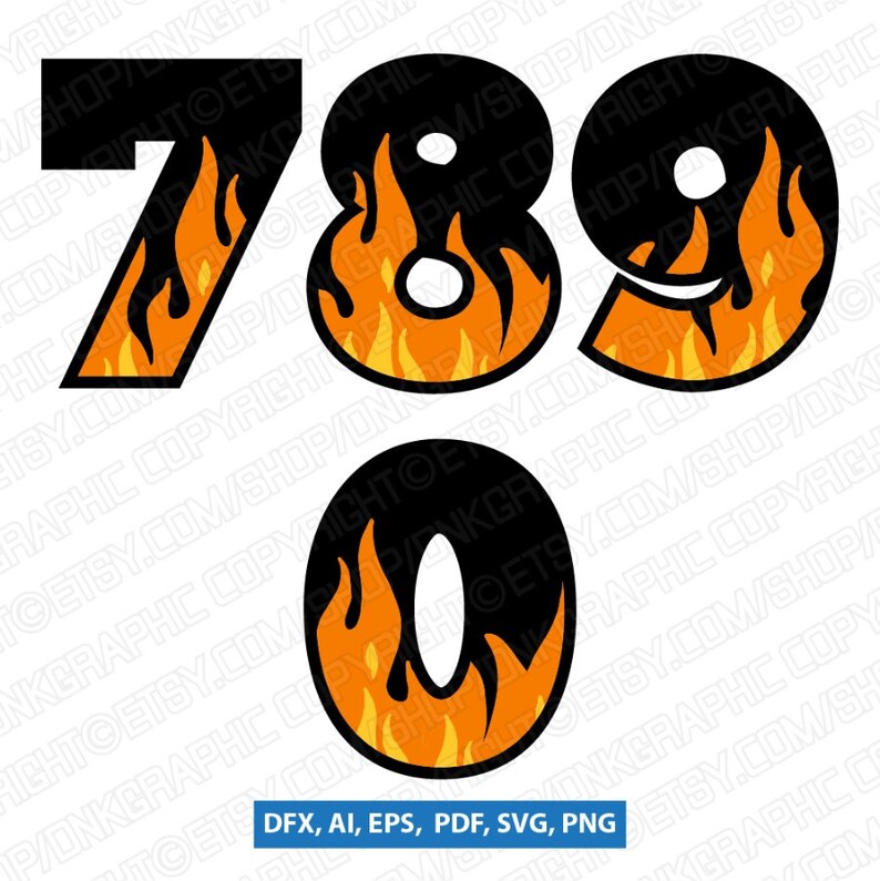 Blaze Flame Fire Burn Burning Numbers 09 Printable SVG Etsy