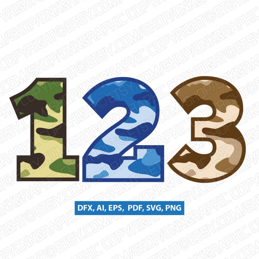 Military Army Hunting Camo Camouflage Numbers 0-9 SVG Vector | Etsy