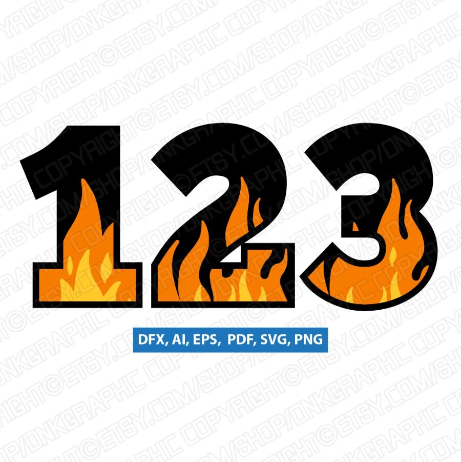 Blaze Flame Fire Burn Burning Numbers 09 Printable SVG Etsy