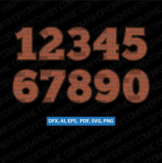 Brick Numbers Svg Vector Silhouette Cameo Cricut Cutting File Etsy