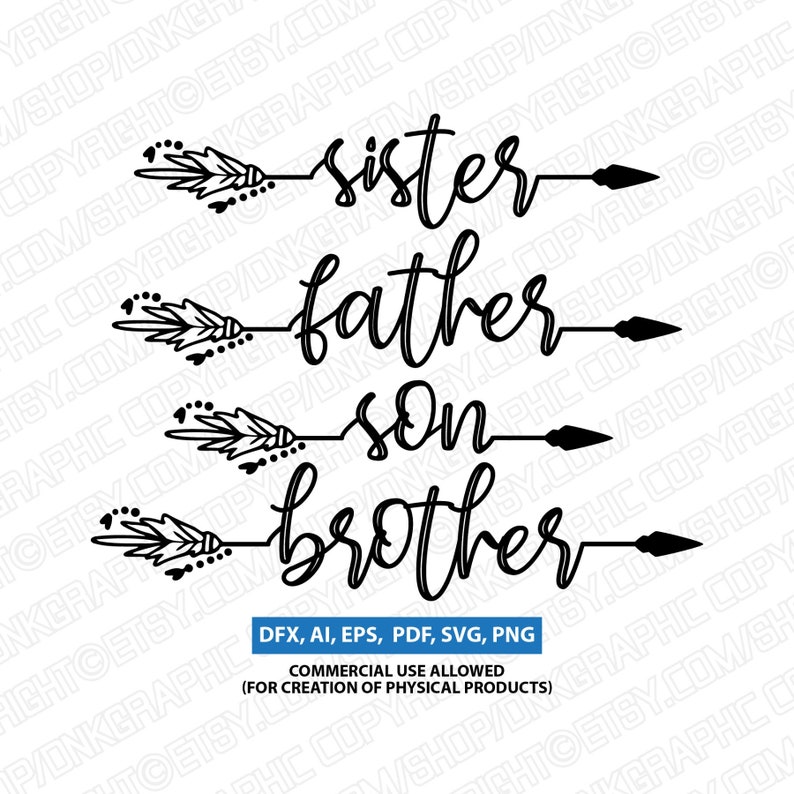 Download Family Father Mother Sister Brother Son Daughter Arrow Svg | Etsy