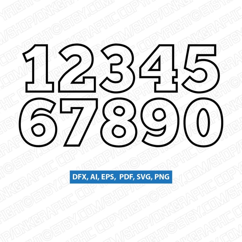 outline numbers printable svg 0 9 birthday party vector