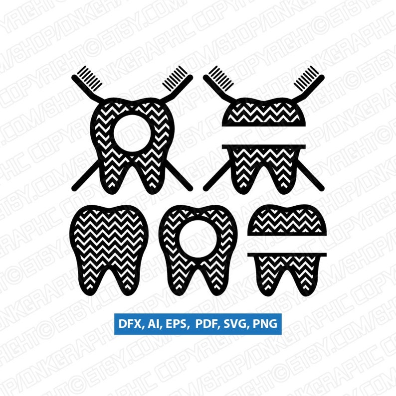Download Dentist Dental Tooth Chevron Monogram Frame SVG Vector | Etsy
