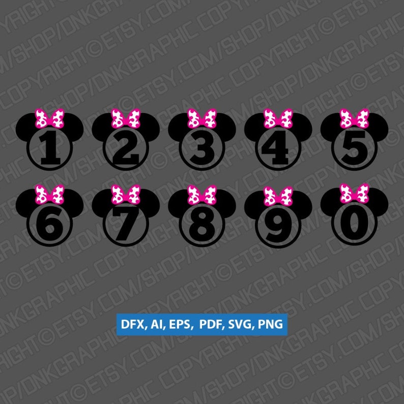 Download Disney Minnie Mouse Monogram Numbers 0-9 Birthday Party ...
