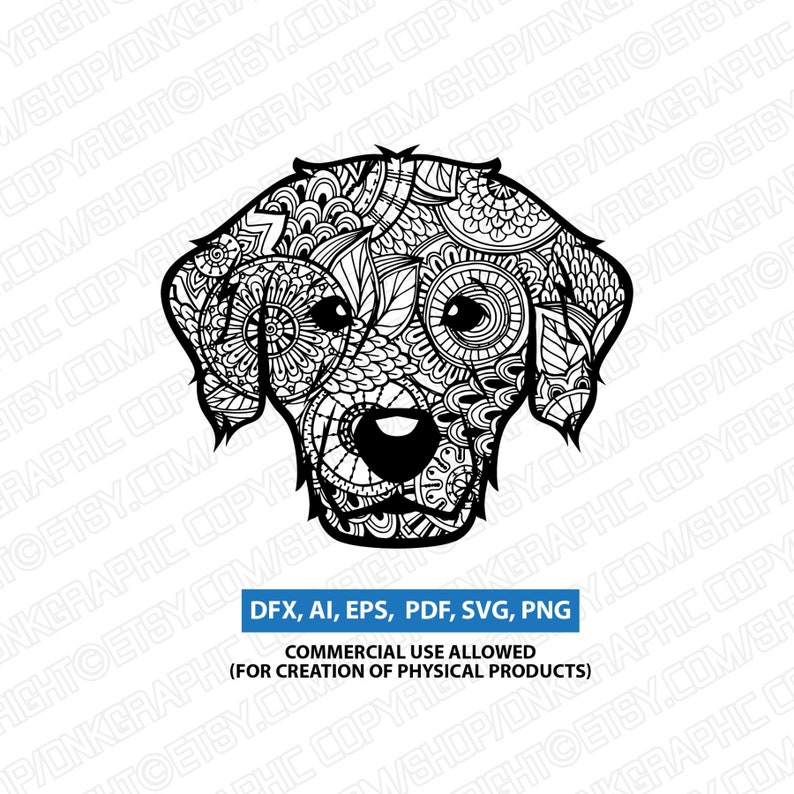 Download Dog Golden Retriever Mandala Zentangle Boho SVG Laser Cut ...