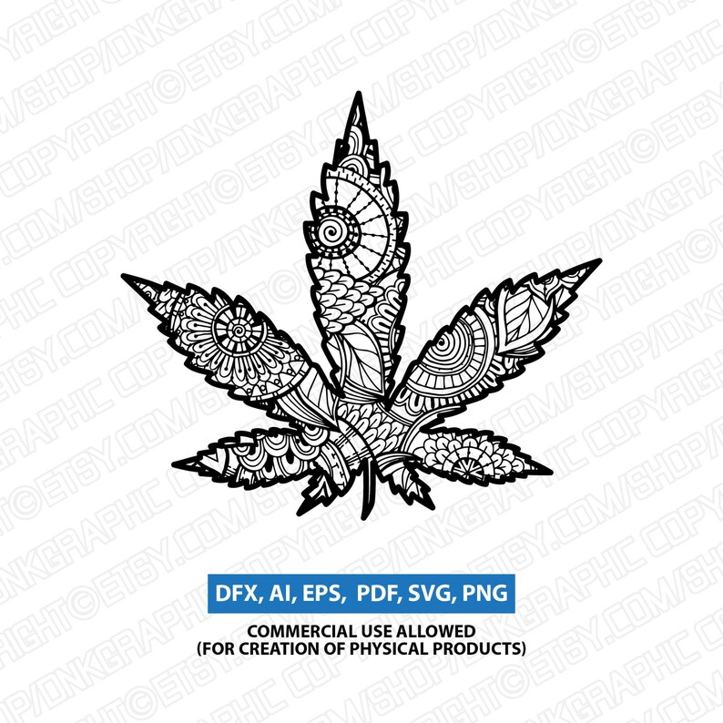 Download Marijuana Cannabis Mandala Zentangle SVG Laser Cut CNC Plasma | Etsy