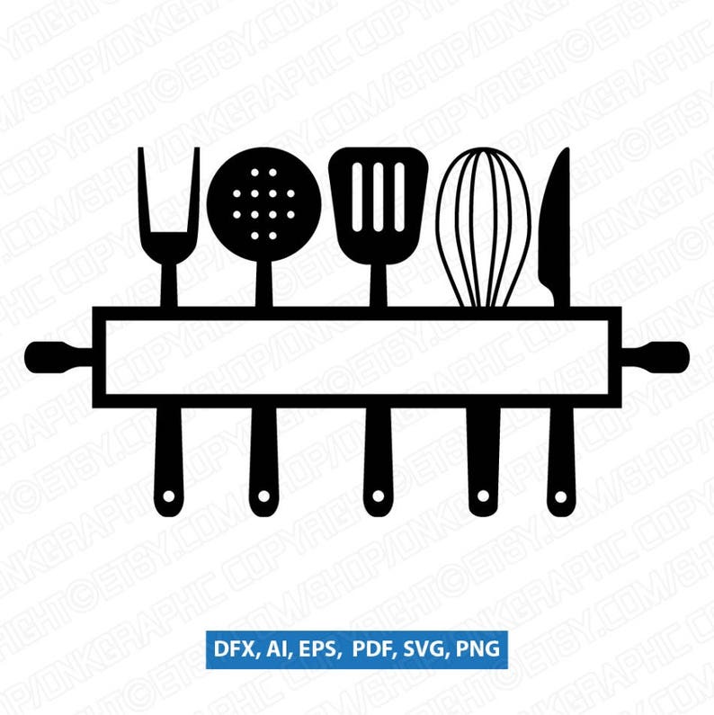 Download Kitchen Utensils Split Monogram Frame Spoon Fork Knife SVG ...