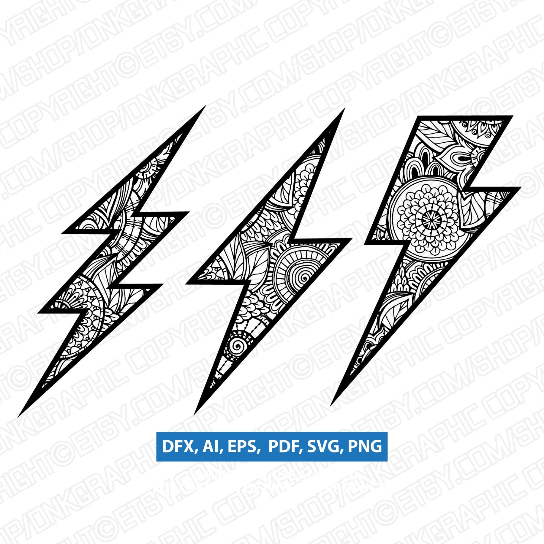 Lightning Bolt Thunder Mandala Zentangle SVG Laser Cut File Etsy