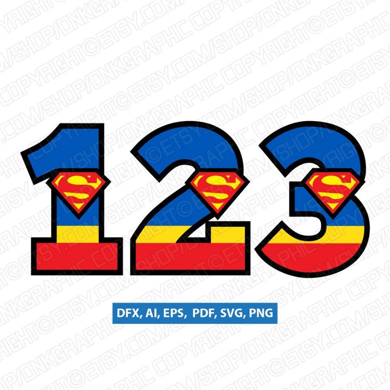 superman superhero cartoon numbers 1st 2nd 3rd 4th 5th etsy